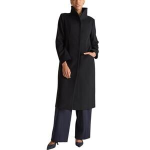 New Quince Women's Mod Long Italian Wool Cocoon Coat Preppy Black Sz Small 1571